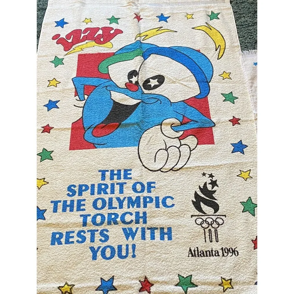 Atlanta Olympics Beach‎ Towel RARE Izzy Mascot plus Hand Towel Cannon NEW
